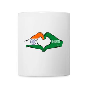 Inde Arabie Saoudite Drapeau Mains Coeur Forme - Mug blanc - blanc - Devant