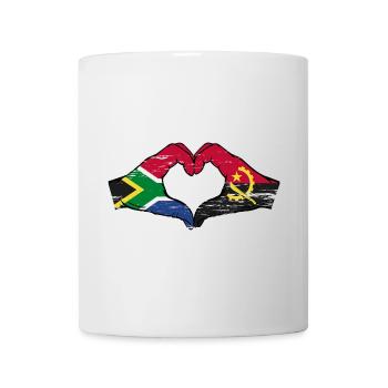 Afrique du Sud Angola drapeau mains forme de coeur utilisé - Mug blanc - blanc - Devant