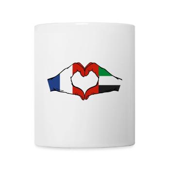 France, Émirats arabes unis, Cœur - Mug blanc - blanc - Devant