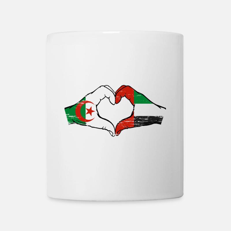 Algérie Émirats Arabes Unis Drapeau Coeur - Mug blanc - blanc