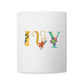 EVY Name Art With Flowers Embroidered - Mug - white - Front