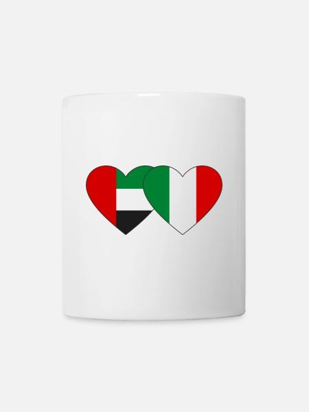 Émirats arabes unis Italie Drapeau Coeur - Mug blanc - blanc