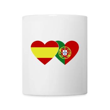 Spanien Portugal Flagge Herz - Tasse - Weiß - Vorne