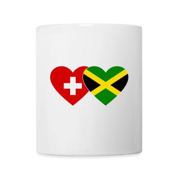 Schweiz Jamaika Flagge Herz - Tasse - Weiß - Vorne