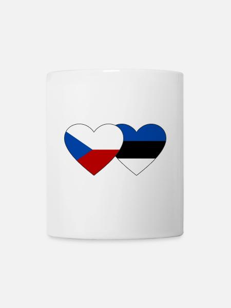 Tschechien Estland Flagge Herz - Tasse - Weiß