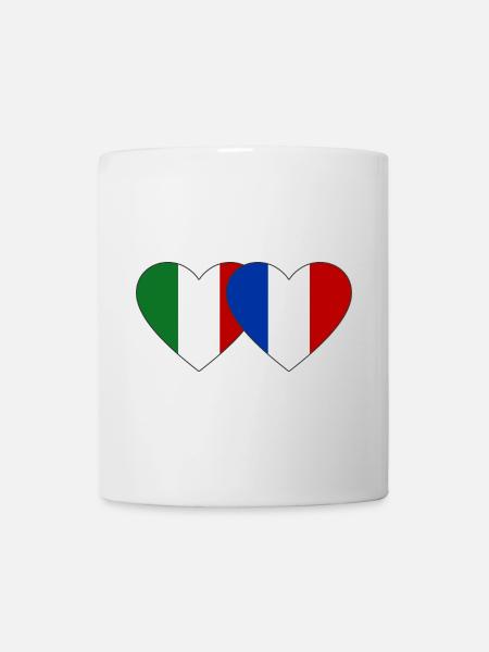 Italie France Drapeau Coeur - Mug blanc - blanc
