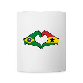Brazil Ghana Flag Hands Heart Shape - Mug - white - Front