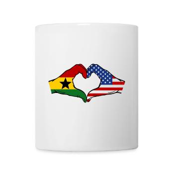 Ghana États-Unis Drapeau Mains Coeur Forme - Mug blanc - blanc - Devant