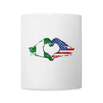 Nigeria USA flag hands heart shape used - Mug - white - Front