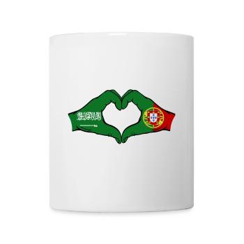 Saudi Arabia Portugal Flag Hands Heart Shape - Mug - white - Front