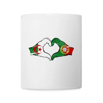 Algérie Portugal Drapeau Mains Coeur Forme Utilisé - Mug blanc - blanc - Devant