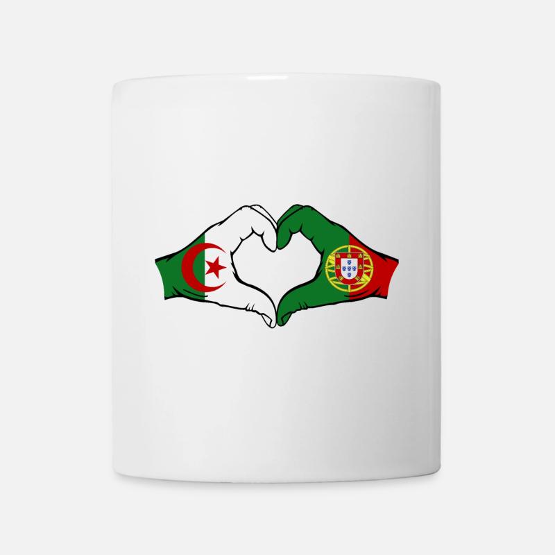 Algérie Portugal Drapeau Mains Coeur Forme - Mug blanc - blanc