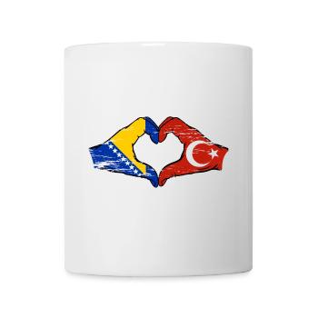 Bosnie Turquie drapeau mains forme de coeur utilisé - Mug blanc - blanc - Devant