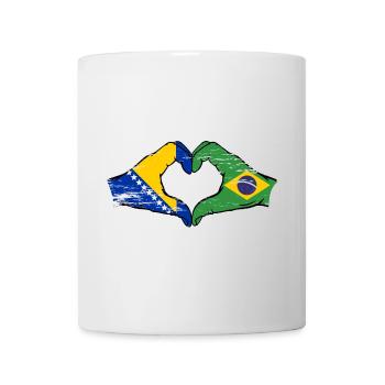 Bosnia Brazil Flag Hands Heart Shape Used - Mug - white - Front