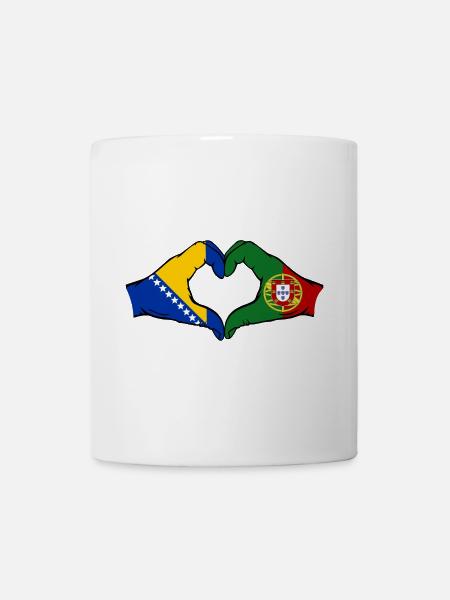 Bosnie Portugal Drapeau Mains Coeur Forme - Mug blanc - blanc