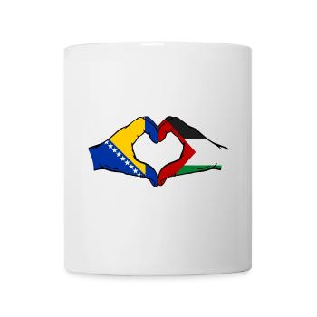 Bosnia Palestine Flag Hands Heart Shape - Mug - white - Front