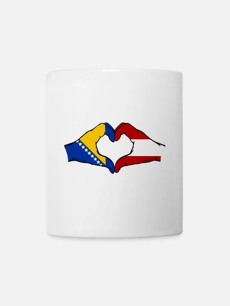 Bosnien Österreich Flagge Hände Herzform - Tasse - Weiß
