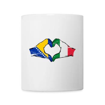 Bosnia Italy Flag Hands Heart Shape Used - Mug - white - Front
