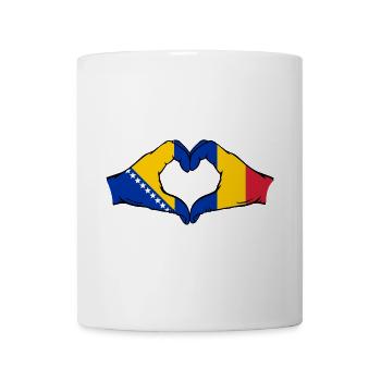 Bosnien Rumänien Flagge Hände Herzform - Tasse - Weiß - Vorne