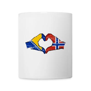 Bosnien Norwegen Flagge Hände Herzform used - Tasse - Weiß - Vorne