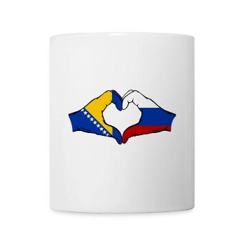 Bosnien Russland Flagge Hände Herzform - Tasse - Weiß - Vorne