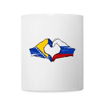 Bosnie Russie Drapeau Mains Coeur Forme Utilisé - Mug blanc - blanc - Devant