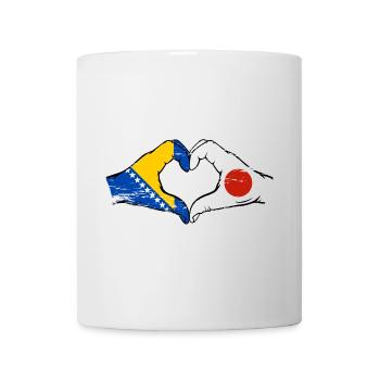 Bosnie Japon drapeau mains forme de coeur utilisé - Mug blanc - blanc - Devant