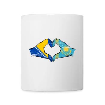 Bosnie Kazakhstan drapeau mains forme de coeur utilisé - Mug blanc - blanc - Devant