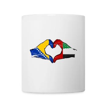Bosnia United Arab Emirates Flag Hand - Mug - white - Front