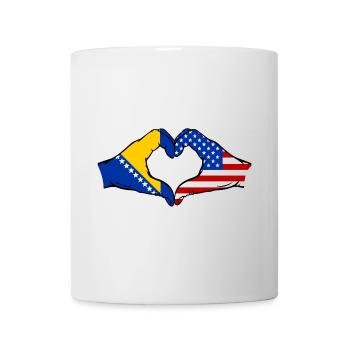 Bosnia USA Flag Hands Heart Shape - Mug - white - Front