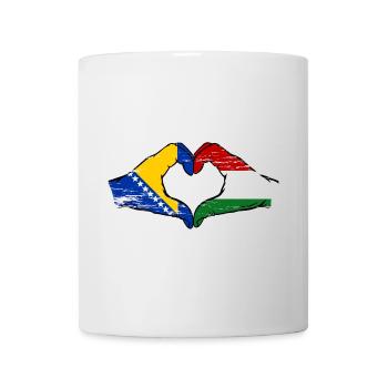 Bosnie Hongrie drapeau mains forme coeur utilisé - Mug blanc - blanc - Devant