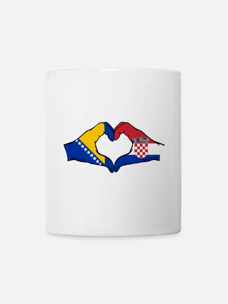 Bosnien Kroatien Flagge Hände Herzform - Tasse - Weiß