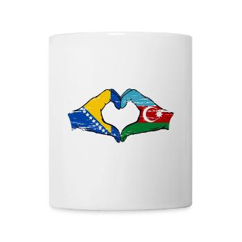 Bosnien Aserbaidschan Flagge Hände Herzform used - Tasse - Weiß - Vorne