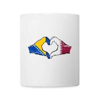 Bosnia Qatar flag hands heart shape used - Mug - white - Front