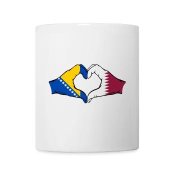 Bosnia Qatar Flag Hands Heart Shape - Mug - white - Front