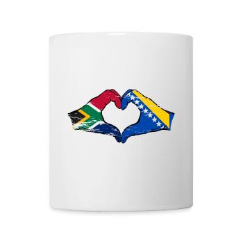 Afrique du Sud Drapeau Bosnie mains forme de coeur utilisé - Mug blanc - blanc - Devant