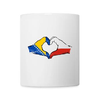 Bosnie Pologne drapeau mains forme de coeur utilisé - Mug blanc - blanc - Devant