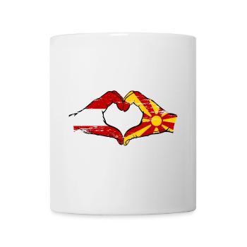 Austria Macedonia Flag Hands Heart Shape Used - Mug - white - Front
