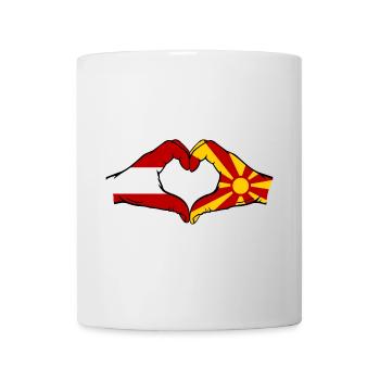 Österreich Makedonien Flagge Hände Herzform - Tasse - Weiß - Vorne