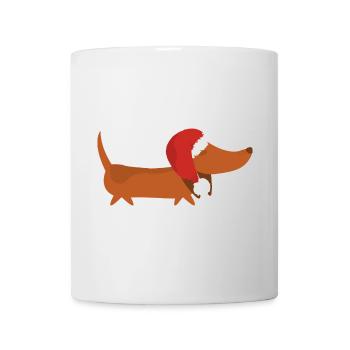 Dachshund with Christmas hat - Mug - white - Front