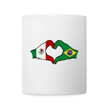 Mexique Brésil Drapeau Mains Coeur Forme - Mug blanc - blanc - Devant