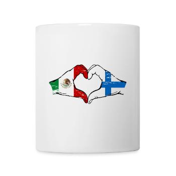 Mexique Finlande drapeau mains forme de coeur utilisé - Mug blanc - blanc - Devant