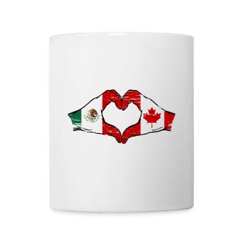 Mexique Canada drapeau mains forme coeur utilisé - Mug blanc - blanc - Devant