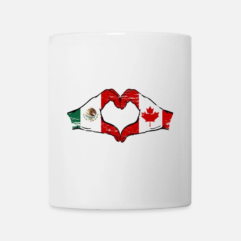 Mexique Canada drapeau mains forme coeur utilisé - Mug blanc - blanc