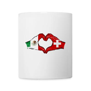 Mexique Suisse Drapeau Mains Coeur Forme Utilisé - Mug blanc - blanc - Devant