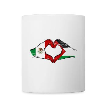Mexique Palestine Drapeau Mains Coeur Forme Utilisé - Mug blanc - blanc - Devant