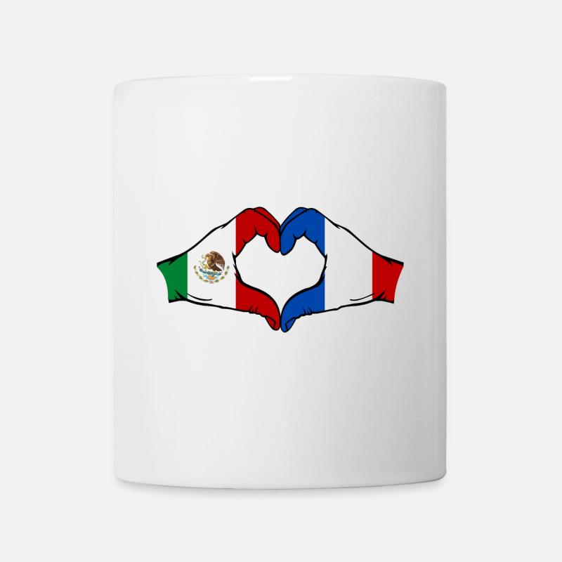 Mexiko Frankreich Flagge Hände Herzform - Tasse - Weiß