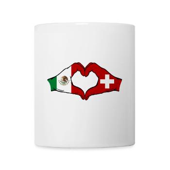 Mexico Switzerland Flag Hands Heart Shape - Mug - white - Front