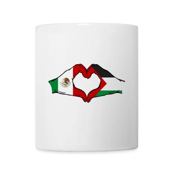 Mexico Palestine Flag Hands Heart Shape - Mug - white - Front