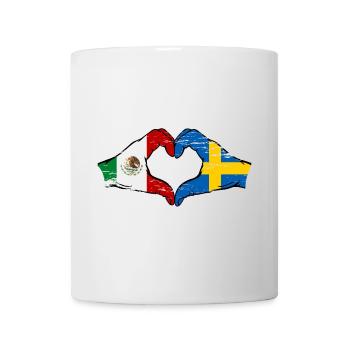 Mexique Drapeau Suède mains forme de coeur utilisé - Mug blanc - blanc - Devant